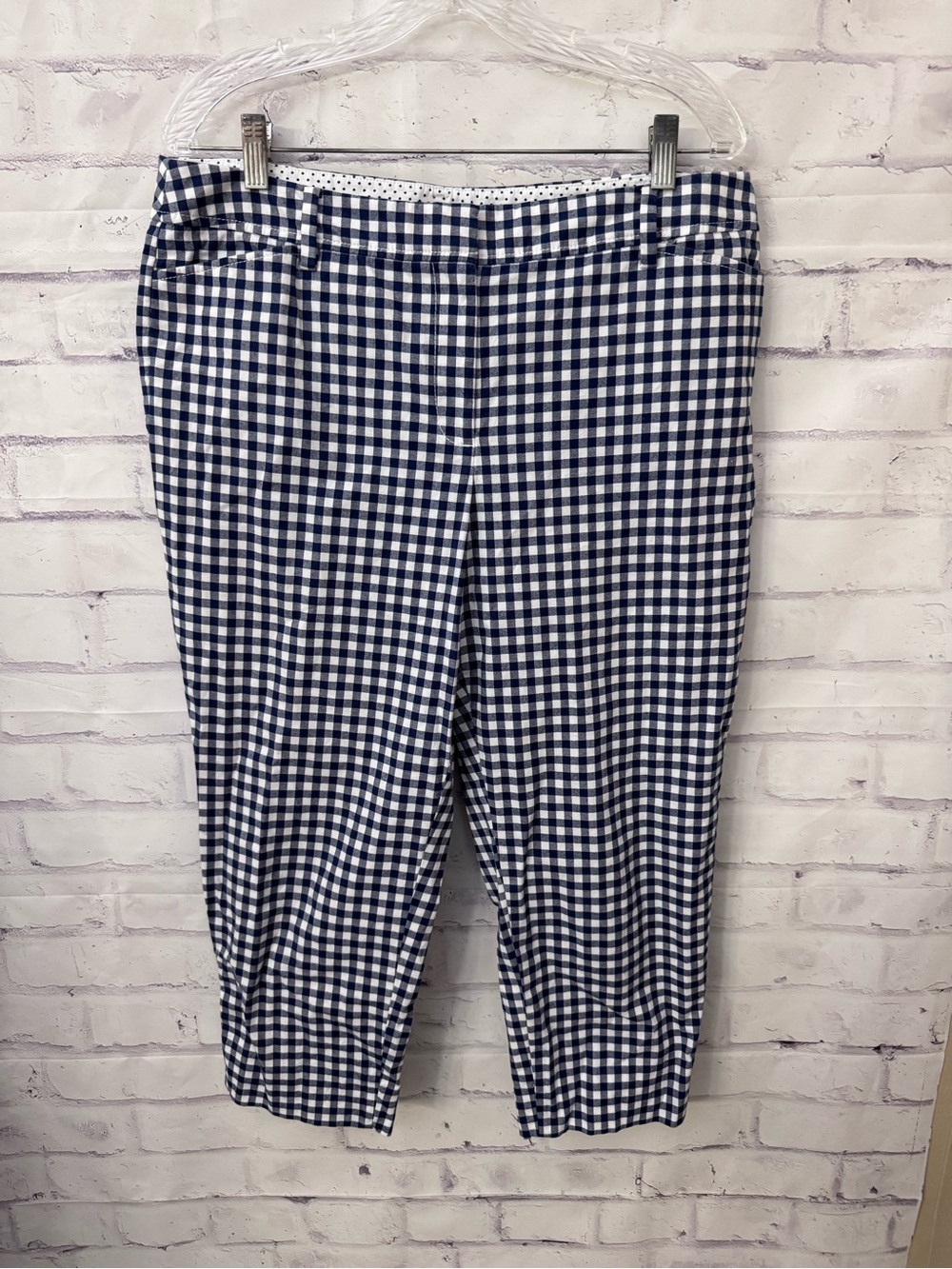 Talbots Perfect Crop Pant Size 12P Blue White Check‎ Gingham Preppy